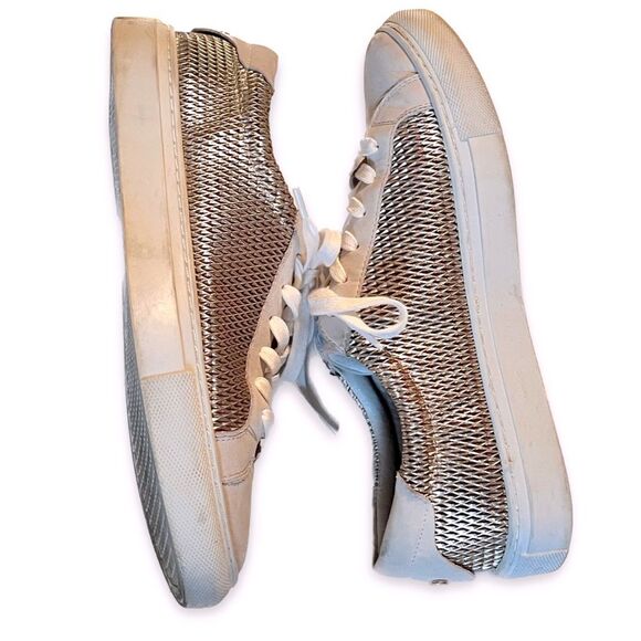 J/Slides Hippie Off White and Gold Leather & Suede Sneakers Size 8.5 - Picture 3 of 7